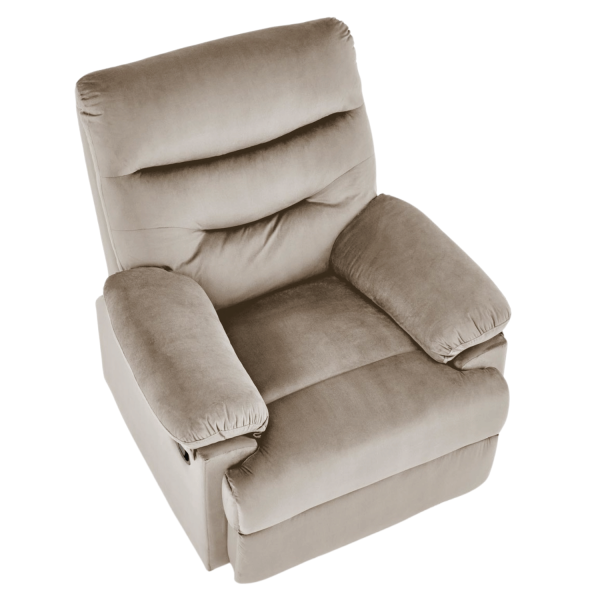 Nowoczesny Rozkładany Fotel do Salonu z Funkcją Relax Tapicerowany Welurowy Beżowy Velvet DRAGER Halmar