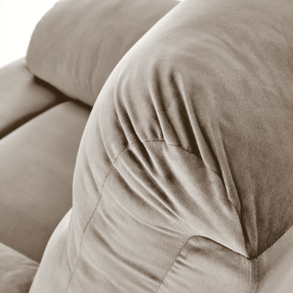 Nowoczesny Rozkładany Fotel do Salonu z Funkcją Relax Tapicerowany Welurowy Beżowy Velvet DRAGER Halmar