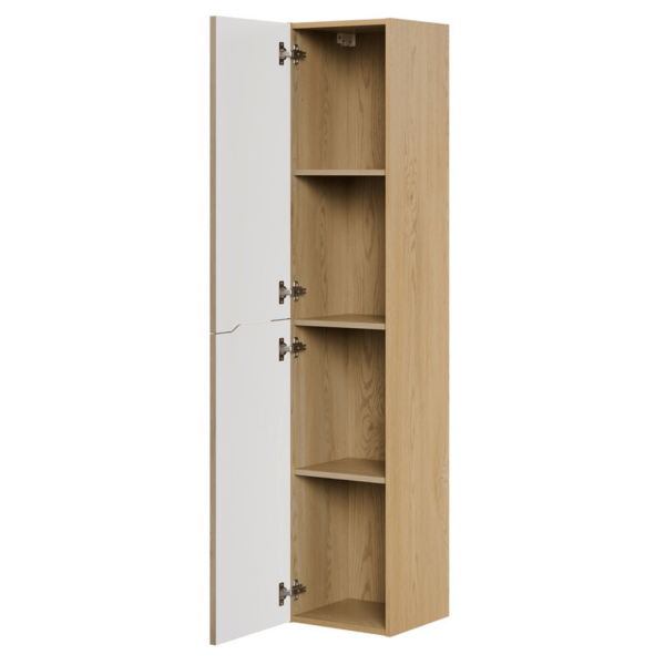 Szafka do Łazienki Dąb Cremona Jasna Wysoka 170 cm Wisząca 2 Drzwi Ryfle NORDIC CREMONA COMAD