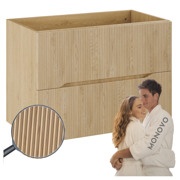 Szafka Pod Umywalkę 60 cm Łazienkowa Wisząca Ryflowana Dąb Cremona Retro NORDIC CREMONA RODAN