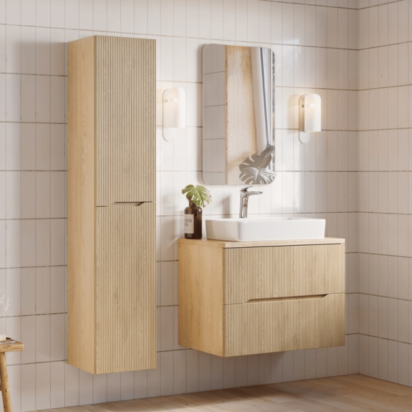 Szafka Pod Umywalkę 60 cm Łazienkowa Wisząca Ryflowana Dąb Cremona Retro NORDIC CREMONA RODAN