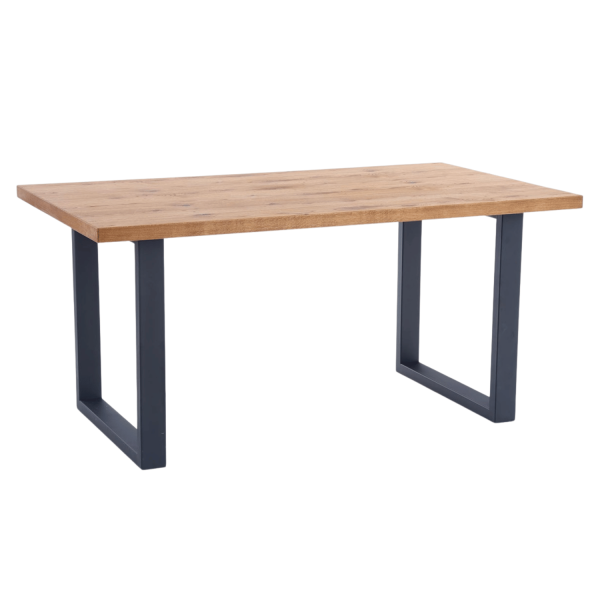 Industrialny Stół Rozkładany Dębowy do Salonu Jadalni Loft 160-250x90 Jasny Dąb Czarny PEREZ Halmar