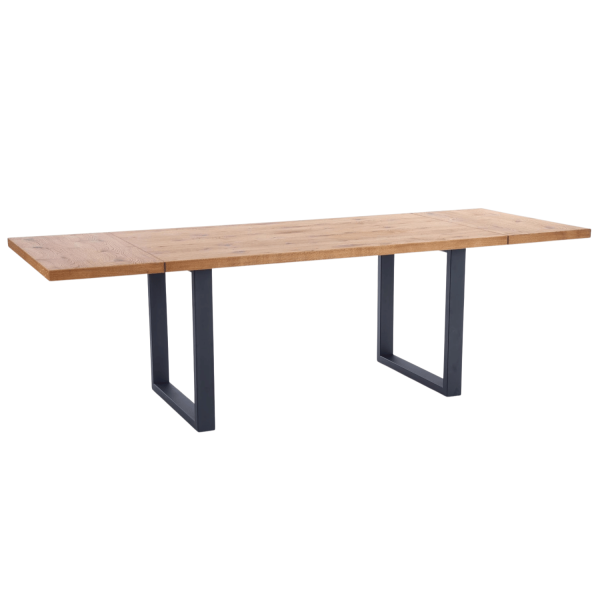 Industrialny Stół Rozkładany Dębowy do Salonu Jadalni Loft 160-250x90 Jasny Dąb Czarny PEREZ Halmar