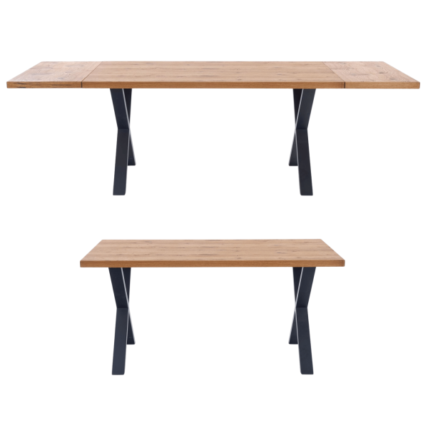 Industrialny Stół Rozkładany Dębowy do Salonu Jadalni Loft 160-250x90 Jasny Dąb Czarny PEREZ Halmar