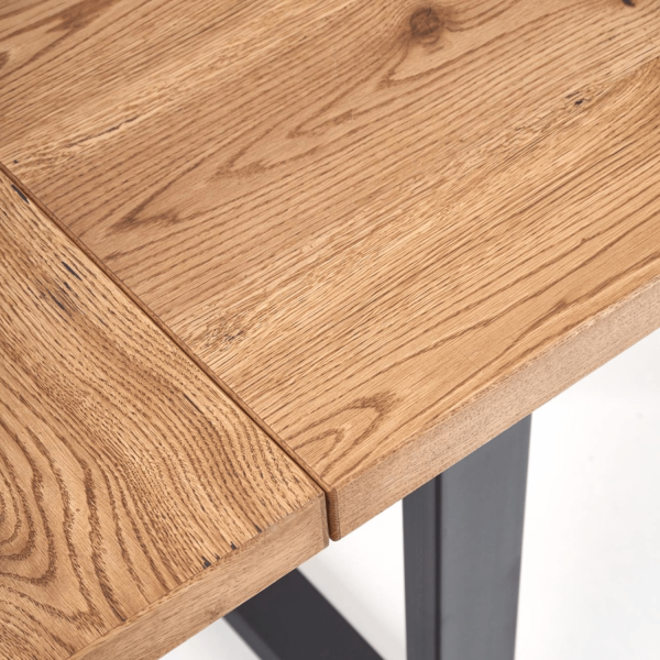 Industrialny Stół Rozkładany Dębowy do Salonu Jadalni Loft 160-250x90 Jasny Dąb Czarny PEREZ Halmar