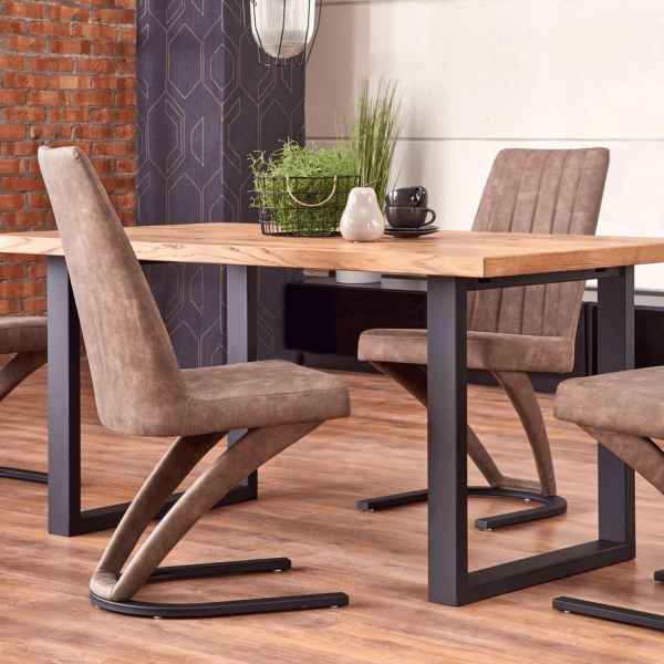 Industrialny Stół Rozkładany Dębowy do Salonu Jadalni Loft 160-250x90 Jasny Dąb Czarny PEREZ Halmar