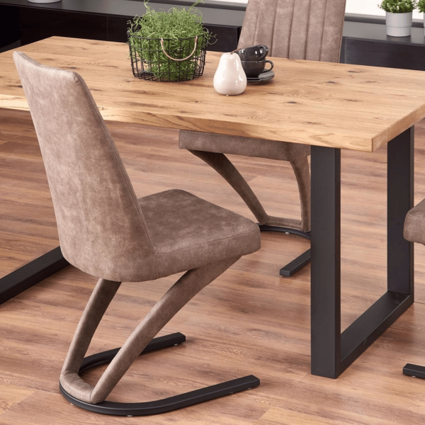 Industrialny Stół Rozkładany Dębowy do Salonu Jadalni Loft 160-250x90 Jasny Dąb Czarny PEREZ Halmar