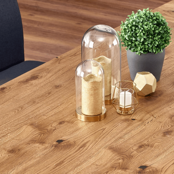 Industrialny Stół Rozkładany Dębowy do Salonu Jadalni Loft 160-250x90 Jasny Dąb Czarny PEREZ Halmar