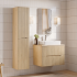 Meble Dębowe Łazienkowe Szafka 80 cm Wisząca z Blatem i Słupkiem Ryfle NORDIC CREMONA COMAD