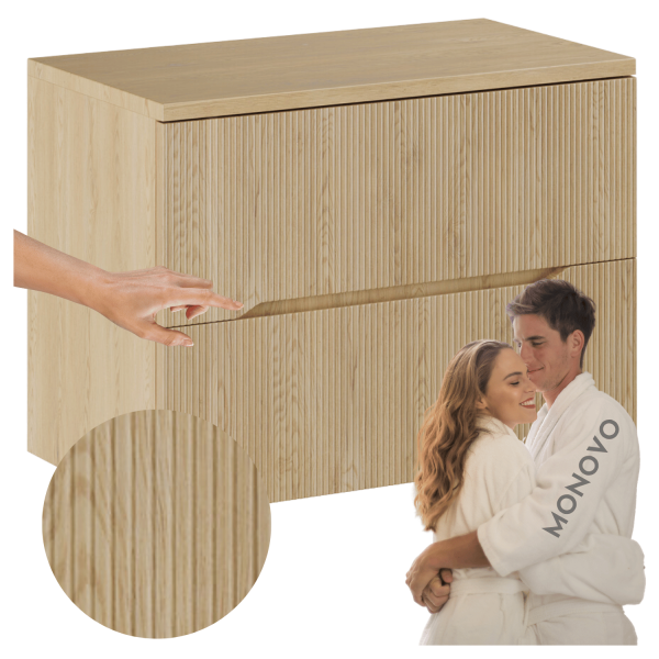Szafka Łazienkowa Wisząca z Blatem Dąb Cremona 80 cm Ryflowana NORDIC CREMONA COMAD
