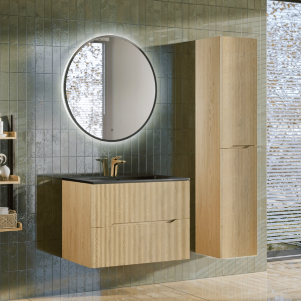 Szafka Łazienkowa Wisząca z Blatem Dąb Cremona 80 cm Ryflowana NORDIC CREMONA COMAD