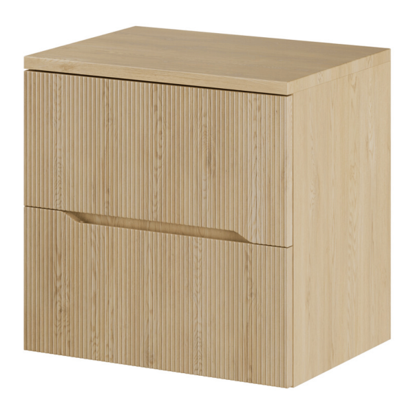 Szafka Łazienkowa Wisząca Dębowa 60 cm z Blatem Ryflowana NORDIC CREMONA COMAD