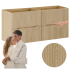 Szafka Wisząca do Łazienki 120 cm Dąb Cremona Duża Ryflowana NORDIC CREMONA COMAD