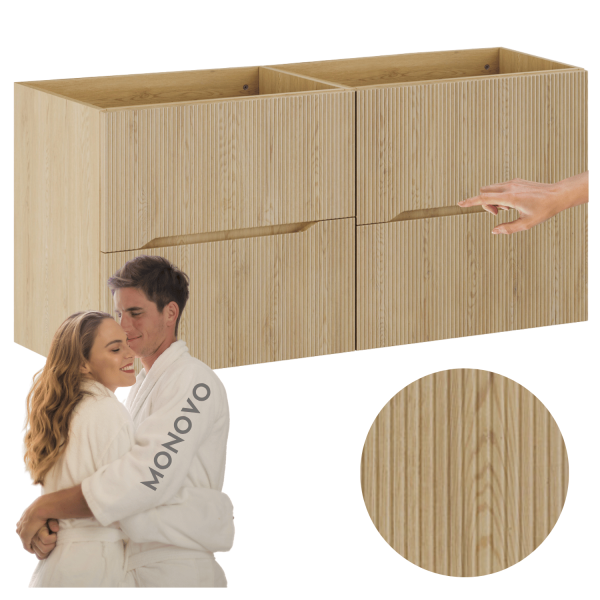Szafka Wisząca do Łazienki 120 cm Dąb Cremona Duża Ryflowana NORDIC CREMONA COMAD