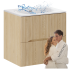 Szafka Wisząca do Łazienki Dąb Cremona Ryflowana 60 cm z Umywalką Meblową SKY NORDIC CREMONA COMAD