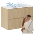 Szafka do Łazienki Wisząca Ryflowana Dąb Cremona 80 cm z Umywalką Meblową SKY NORDIC CREMONA COMAD