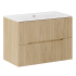 Szafka do Łazienki Wisząca Ryflowana Dąb Cremona 80 cm z Umywalką Meblową SKY NORDIC CREMONA COMAD