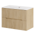 Szafka do Łazienki Wisząca Ryflowana Dąb Cremona 80 cm z Umywalką Meblową SKY NORDIC CREMONA COMAD