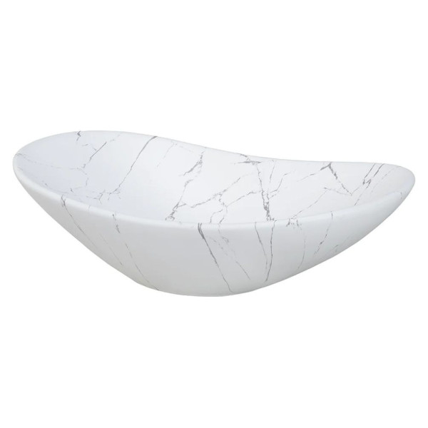 Szafka Dąb Cremona do Łazienki Ryflowana 80 cm z Blatem i Umywalką LENA Marmur NORDIC CREMONA COMAD