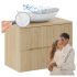 Szafka Dąb Cremona do Łazienki Ryflowana 80 cm z Blatem i Umywalką LENA Marmur NORDIC CREMONA COMAD