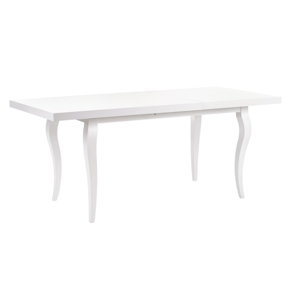 Stół Rozkładany Biały Połysk do Jadalni Salonu Modern Barock 140-180x80 cm MOZART Halmar