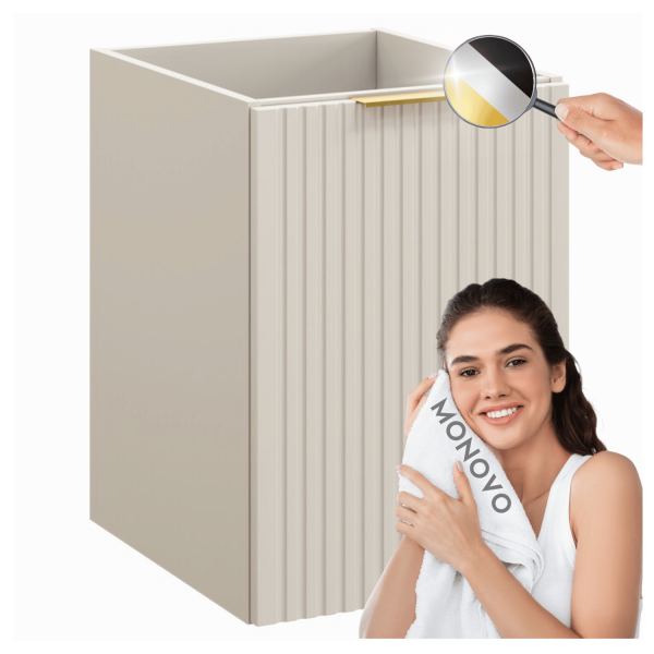 Szafka Pod Blat do Łazienki 40 cm Kaszmirowa z Koszem na Pranie Ryflowana Retro Nowoczesna ADEL CASHMERE