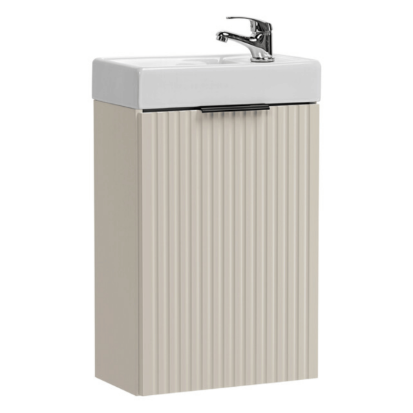 Szafka z Umywalką Wpuszczaną 40 cm do Łazienki Wisząca Ryflowana Beżowa ADEL CASHMERE Comad
