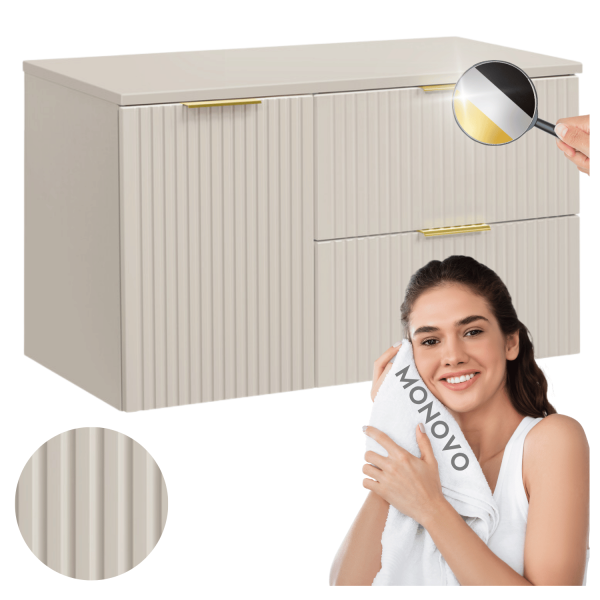 Szafka Kaszmirowa do Łazienki Nowoczesna 100 cm Ryflowana ADEL CASHMERE COMAD