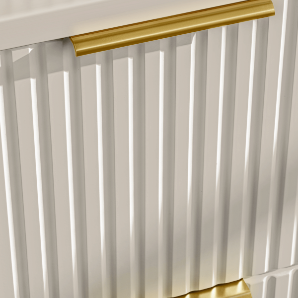 Zestaw Mebli Łazienkowych 120 cm Ryflowany z Umywalką Nowoczesny Beżowy Mat ADEL CASHMERE Comad