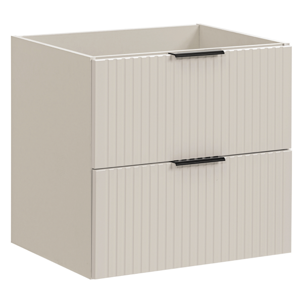 Zestaw Mebli Łazienkowych 120 cm Ryflowany z Umywalką Nowoczesny Beżowy Mat ADEL CASHMERE Comad