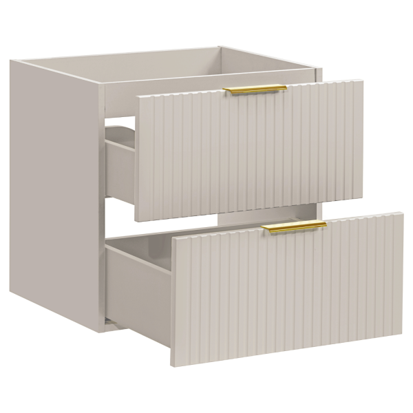 Zestaw Mebli Łazienkowych 120 cm Ryflowany z Umywalką Nowoczesny Beżowy Mat ADEL CASHMERE Comad