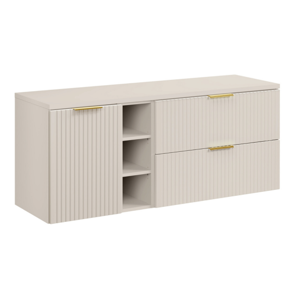 Szafka Łazienkowa Kaszmir Beż Ryflowana z Półkami 140 cm ADEL CASHMERE COMAD