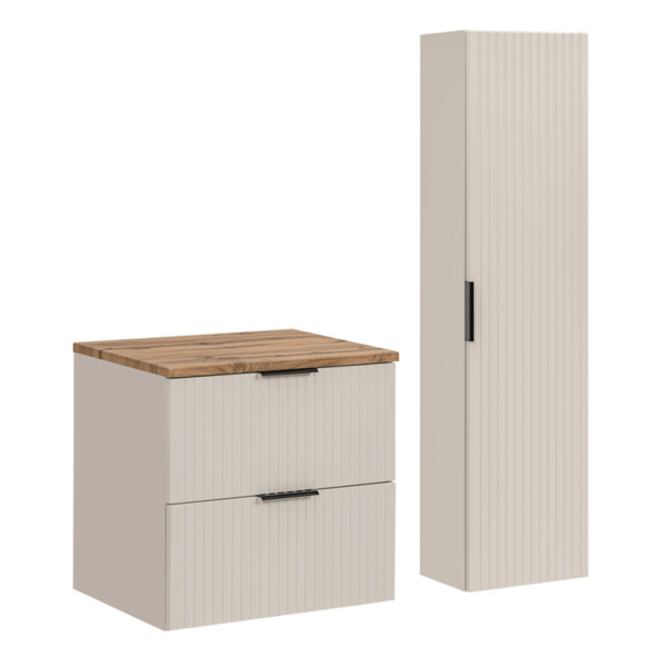 Nowoczesne Meble Kaszmirowe do Łazienki Ryflowane 60 cm Dębowe ADEL CASHMERE COMAD