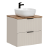 Szafka z Umywalką Nablatową 60 cm do Łazienki Loft Dąb Wotan z Szufladami Ryflowana Beżowa ADEL CASHMERE Comad