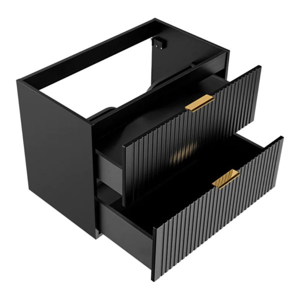 Ryflowana Szafka pod Umywalkę Nablatową Czarna Matowa Nowoczesna ADEL BLACK Comad