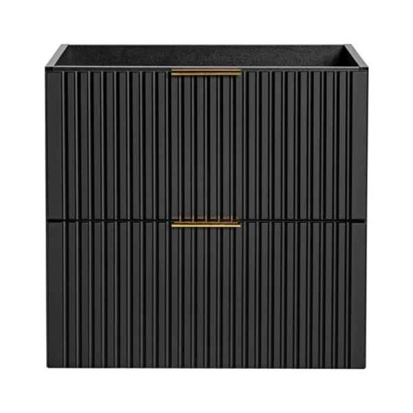 Wisząca Szafka pod Umywalkę z Regałem 80 cm Blat Łazienkowy Czarna Matowa Dąb Wotan XILO ADEL BLACK Comad