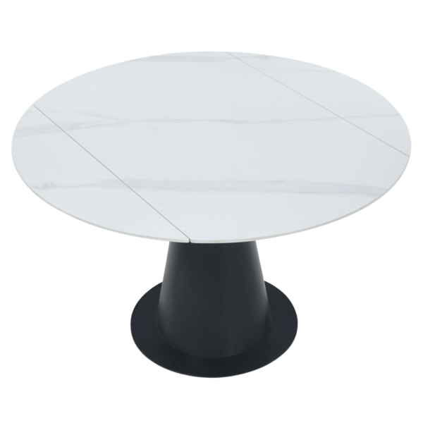 Okrągły Stół Rozkładany do Jadalni Salonu Biały Marmur Ceramiczny 75-120x120 cm MARIOS