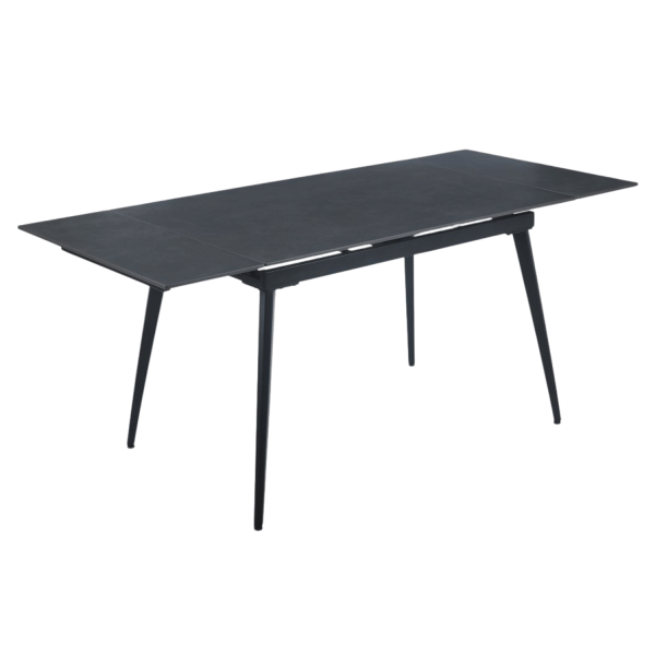 Nowoczesny Stół Rozkładany do Jadalni Grafitowy Mat Czarny 120-180x80 cm PLUM