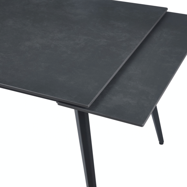 Nowoczesny Stół Rozkładany do Jadalni Grafitowy Mat Czarny 120-180x80 cm PLUM