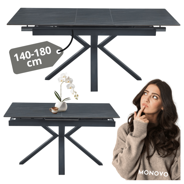Nowoczesny Stół Rozkładany Prostokątny do Jadalni Salonu Loft 140-180x85 cm GRISE