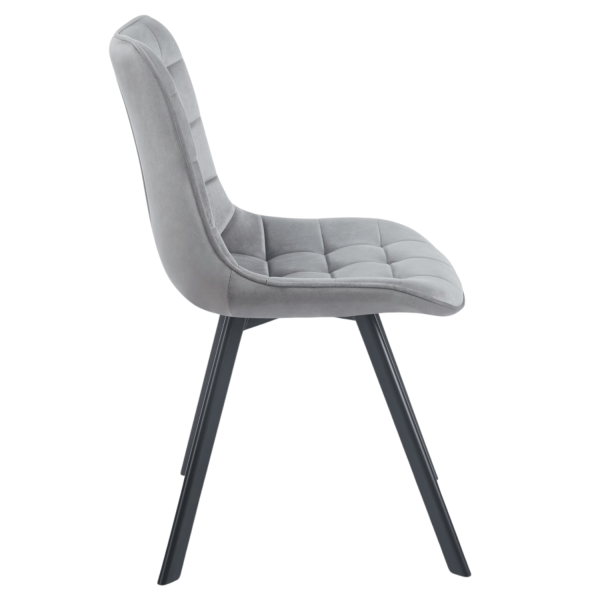 Nowoczesne Tapicerowane Krzesło do Jadalni Salonu Obrotowe Pikowane Welurowe Szare Popielate Velvet Loft COCO