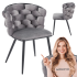 Krzesło Tapicerowane Welurowe Plecione do Jadalni Salonu Szare Popielate Metalowe Nogi Glamour Velvet Warkocz PLOTI 2