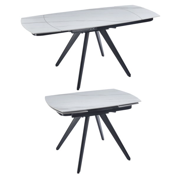 Nowoczesny Rozkładany Stół Ceramiczny 120-180x80 cm do Jadalni Salonu Biały Marmur TAND