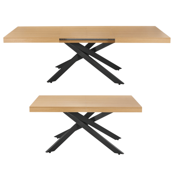 Nowoczesny Stół Rozkładany 160-240x90 cm do Jadalni Salonu Industrialny Loft Dąb Naturalny Metalowe Nogi LUND