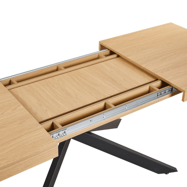 Nowoczesny Stół Rozkładany 160-240x90 cm do Jadalni Salonu Industrialny Loft Dąb Naturalny Metalowe Nogi LUND