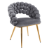 Nowoczesne Krzesło Welurowe Glamour do Jadalni Salonu Szare Popielate Złote Nogi Velvet Plecione Oparcie BUBBLE
