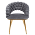 Nowoczesne Krzesło Welurowe Glamour do Jadalni Salonu Szare Popielate Złote Nogi Velvet Plecione Oparcie BUBBLE