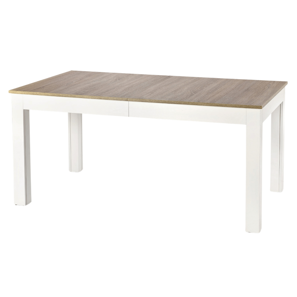 Duży Stół Rozkładany do Jadalni Salonu Prostokątny 160-300x90 cm Dąb Sonoma Biały SEWERYN Halmar