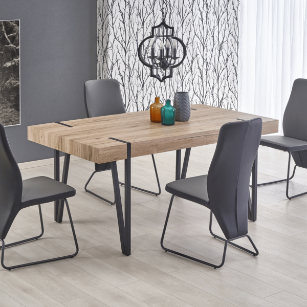 Industrialny Stół do Salonu Jadalni Loft Metalowe Nogi 170x90 Dąb San Remo Czarny YOHANN Halmar