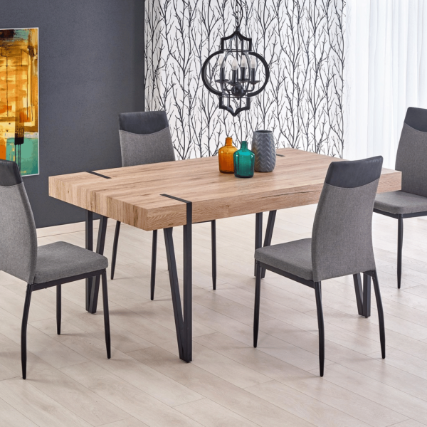 Industrialny Stół do Salonu Jadalni Loft Metalowe Nogi 170x90 Dąb San Remo Czarny YOHANN Halmar